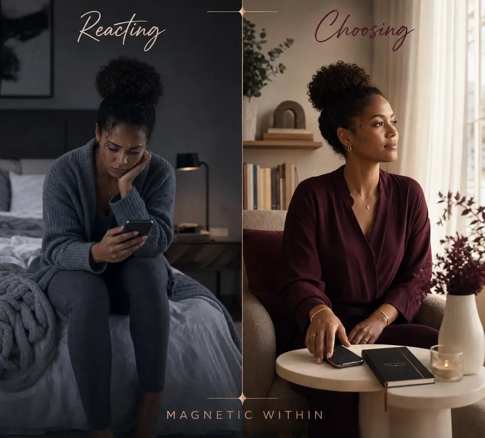 Reacting versus choosing — from spiralling to steady