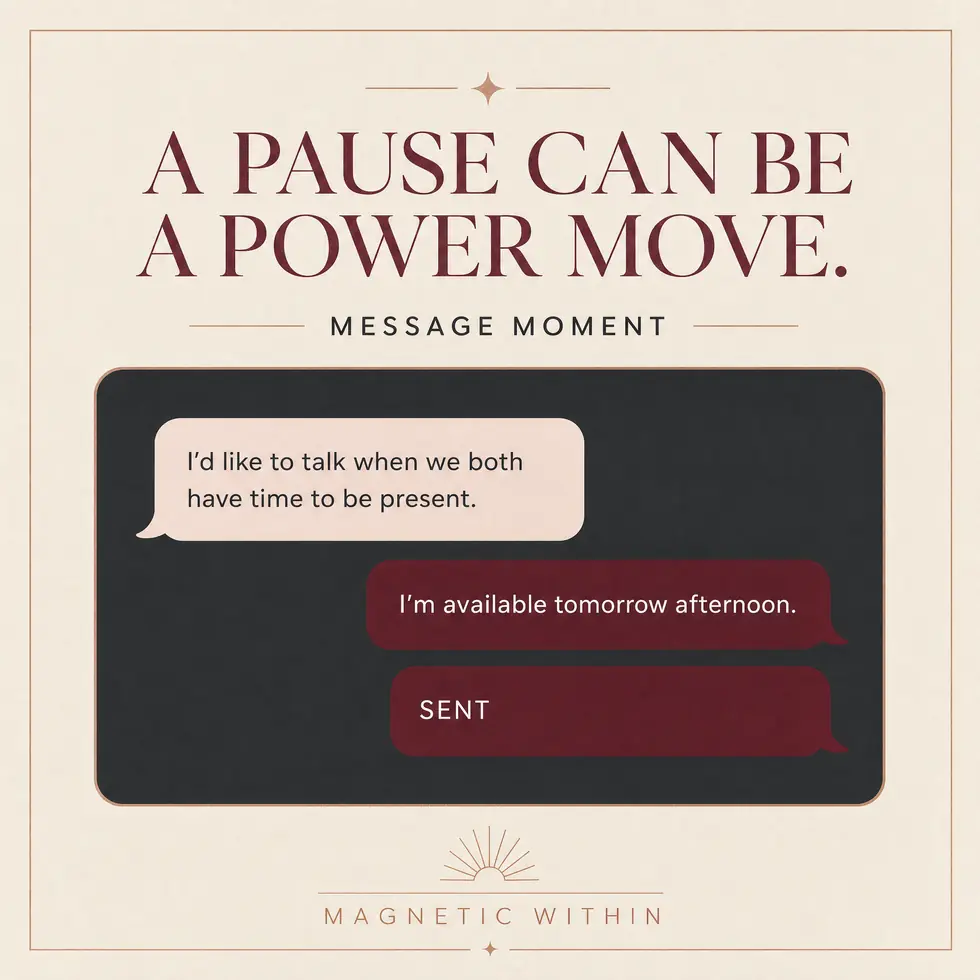 A pause can be a power move — an example of clear, unhurried wording